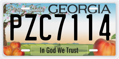 GA license plate PZC7114