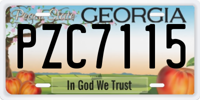 GA license plate PZC7115