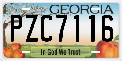 GA license plate PZC7116