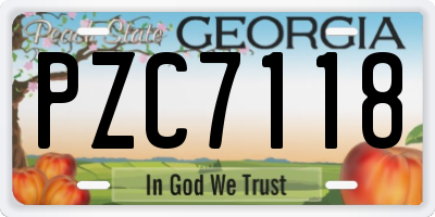 GA license plate PZC7118