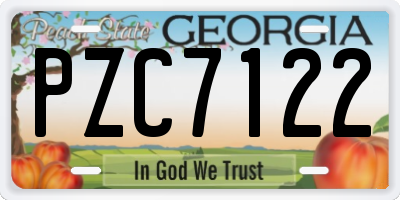 GA license plate PZC7122