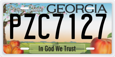 GA license plate PZC7127