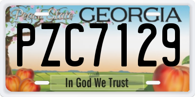 GA license plate PZC7129