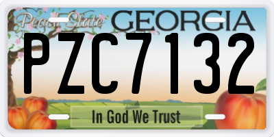 GA license plate PZC7132