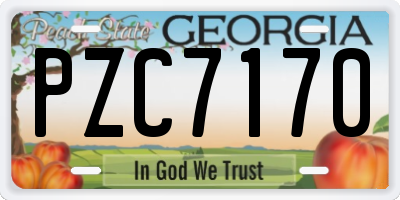 GA license plate PZC7170