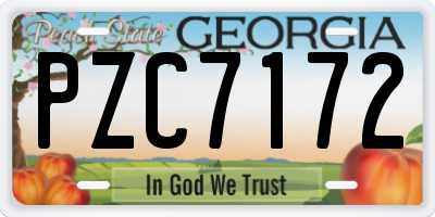 GA license plate PZC7172