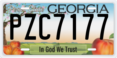 GA license plate PZC7177