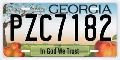 GA license plate PZC7182