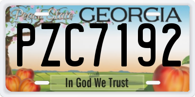 GA license plate PZC7192
