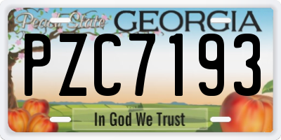 GA license plate PZC7193