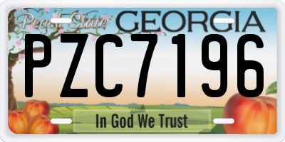 GA license plate PZC7196