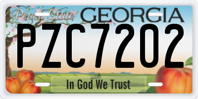 GA license plate PZC7202