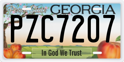 GA license plate PZC7207