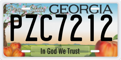GA license plate PZC7212