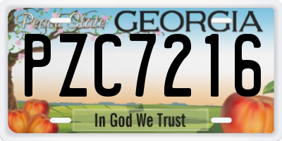 GA license plate PZC7216