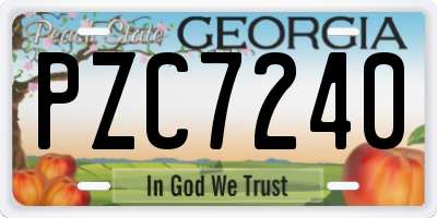 GA license plate PZC7240