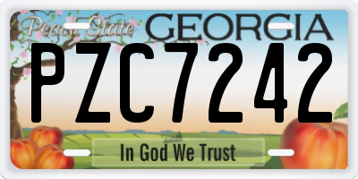 GA license plate PZC7242