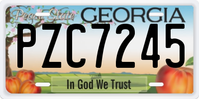 GA license plate PZC7245