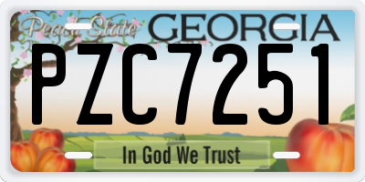 GA license plate PZC7251