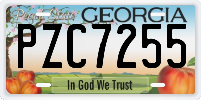GA license plate PZC7255