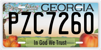 GA license plate PZC7260