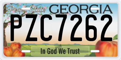 GA license plate PZC7262
