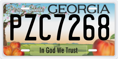 GA license plate PZC7268