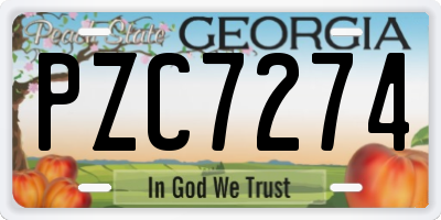 GA license plate PZC7274