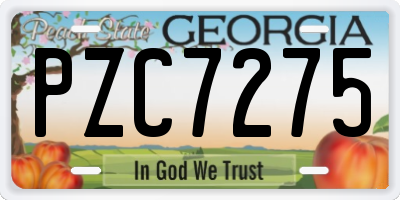 GA license plate PZC7275