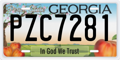 GA license plate PZC7281