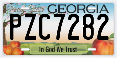 GA license plate PZC7282