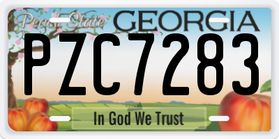 GA license plate PZC7283