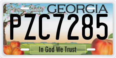 GA license plate PZC7285