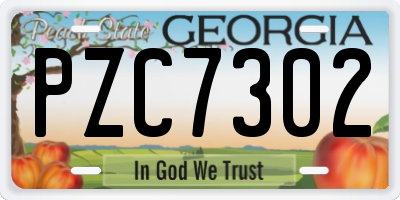 GA license plate PZC7302