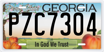 GA license plate PZC7304