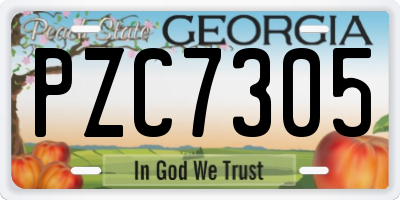 GA license plate PZC7305