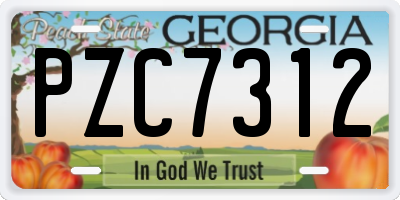 GA license plate PZC7312