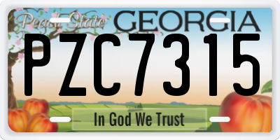 GA license plate PZC7315