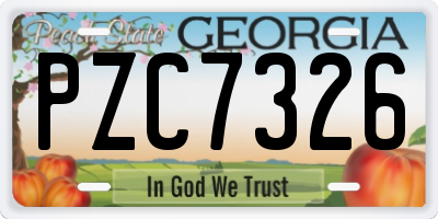 GA license plate PZC7326