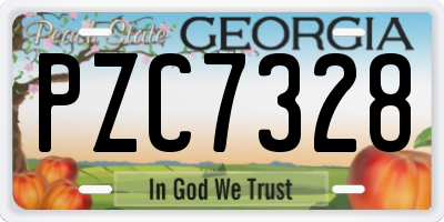 GA license plate PZC7328