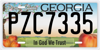GA license plate PZC7335