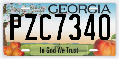 GA license plate PZC7340