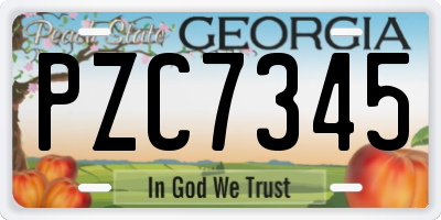 GA license plate PZC7345