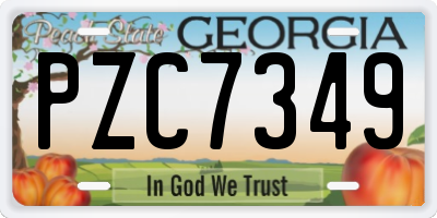 GA license plate PZC7349