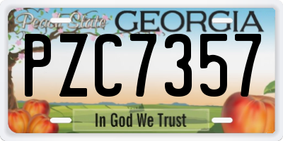 GA license plate PZC7357