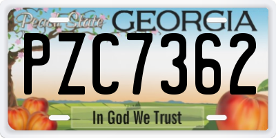 GA license plate PZC7362
