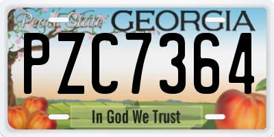 GA license plate PZC7364