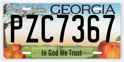 GA license plate PZC7367