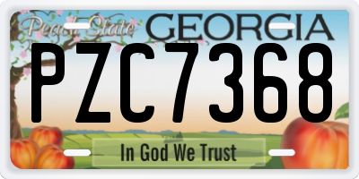 GA license plate PZC7368