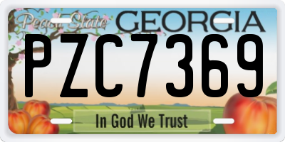 GA license plate PZC7369